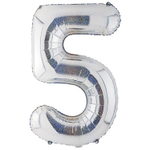 Шар фольгированный Цифра 5 105 см (Серебряный)
