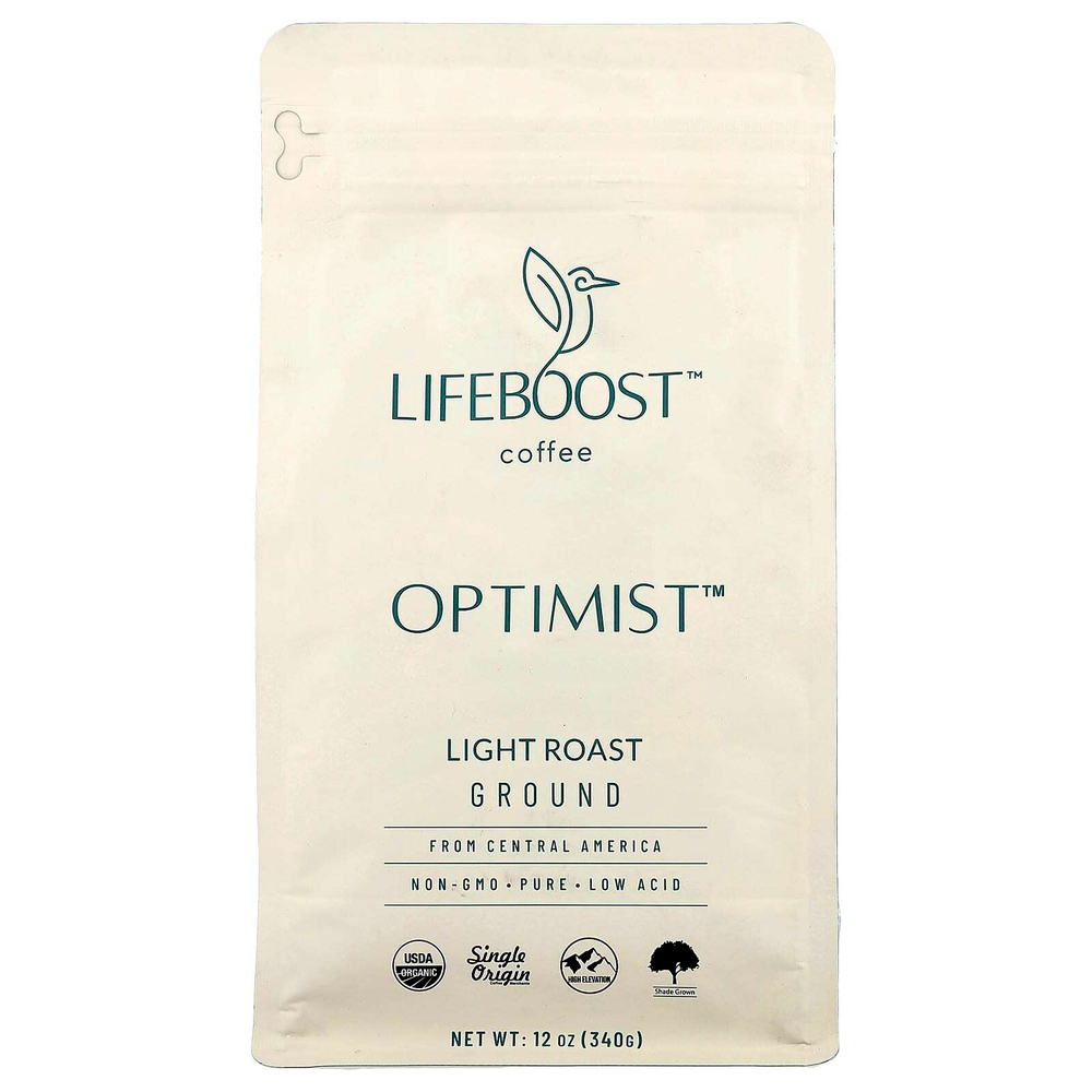 Lifeboost, Кофе, Optimist ™, молотый, легкой обжарки, 340 г (12 унций)