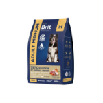 Корм для собак сухой BRIT PREMIUM с индейкой и телятиной для собак "Dog Adult Medium",1 кг