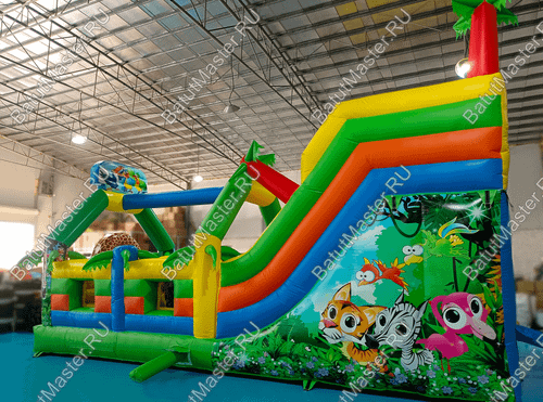Коммерческий надувной батут «Приключение в мире животных», 8*4*5 м.