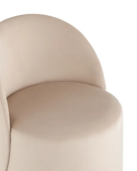 Крутящийся пуф со спинкой Loreen, молочный велюр