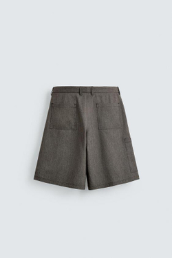 ZARA ШОРТЫ КАРГО RELAXED WIDE FIT, ТЕМНЫЙ РЫЖЕВАТО-КОРИЧНЕВЫЙ