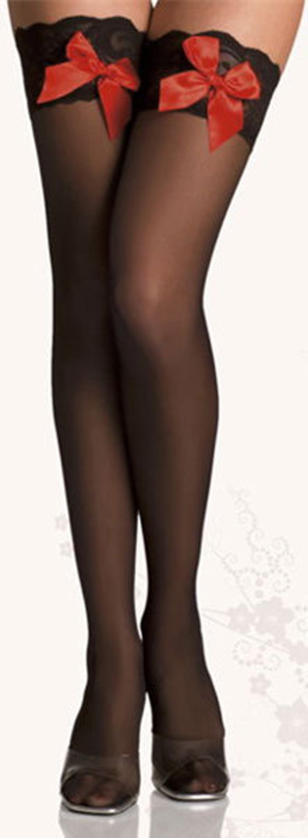 Чулочки с красным бантом, на силиконе
