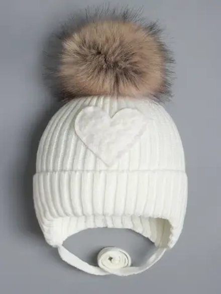 Шапка зимняя вязаная с помпоном для девочки