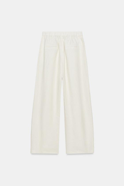 ZARA БРЮКИ СО СКЛАДКАМИ ИЗ 100% ЛЬНА — ZW COLLECTION, ЭКРЮ