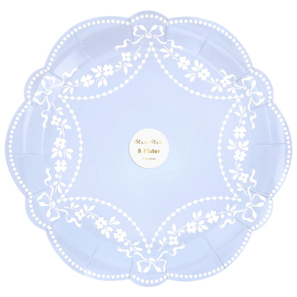 Тарелки большие васильковые "Рококо" 8 шт. (29,2 х 29,2 см)