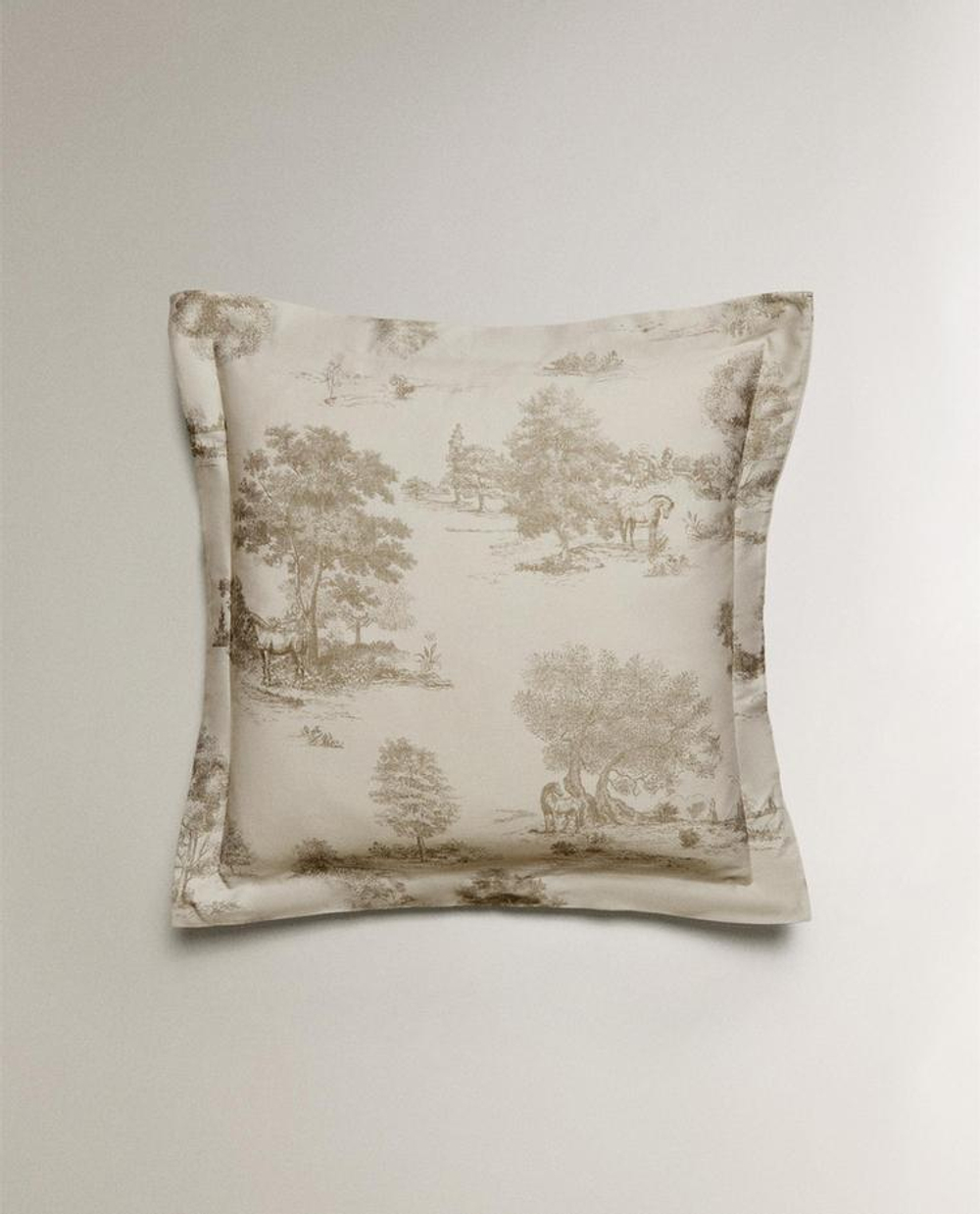 ZARA HOME НАВОЛОЧКА С ПРИНТОМ, СЕРЫЙ/БЕЖЕВЫЙ