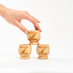 Набор деревянных рюмок (стопок, шотов) из древесины сибирского кедра, набор 3 штук. RN12