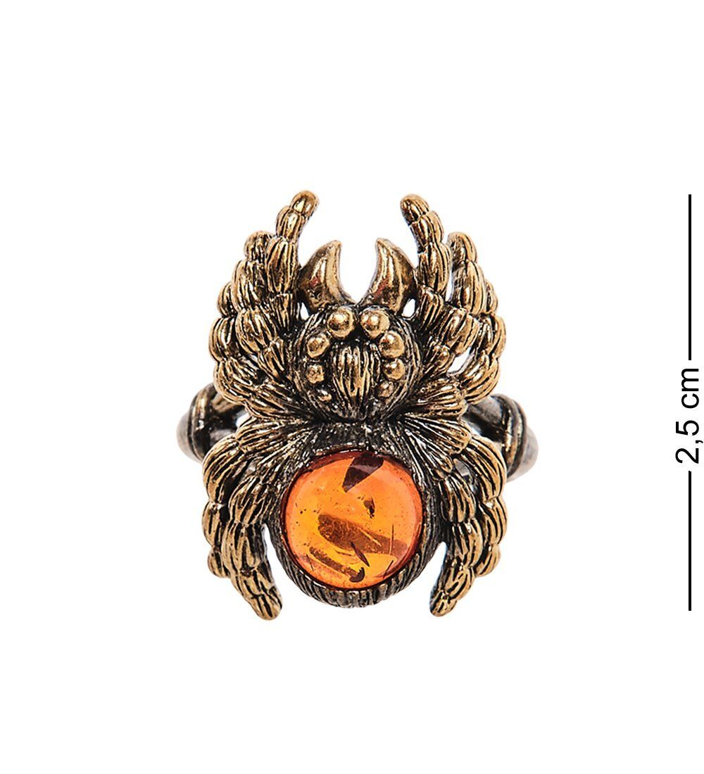 AM-2485 Кольцо «Паучок» (латунь, янтарь)