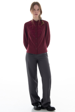 Блузка с кружевом 3440ВЕ, бордовый #86Б093440ВЕ