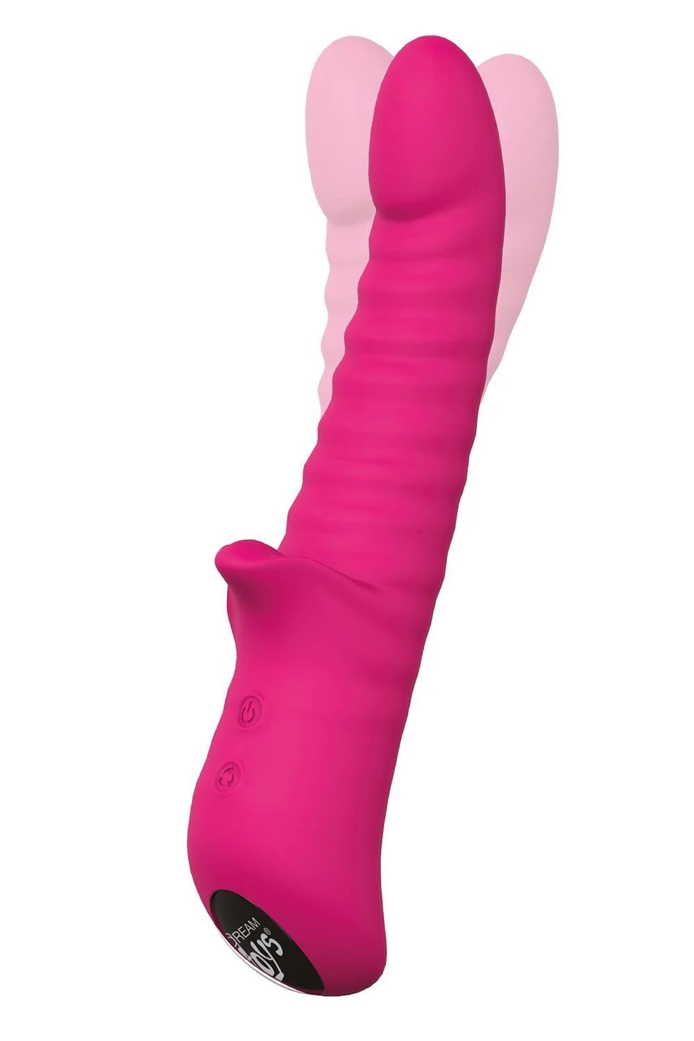 Розовый вибратор Honey Bear с ребрышками - 21,5 см. (Цвет: розовый)