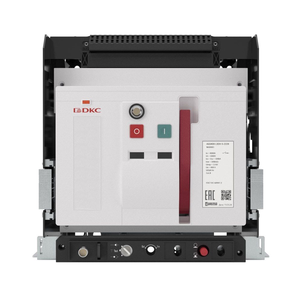 Выключатель нагрузки YON AGS25H-M3DH-0-222K, 85 кА, типоразмер M, выкатной, управление 220 В AC, горизонтальное подключение