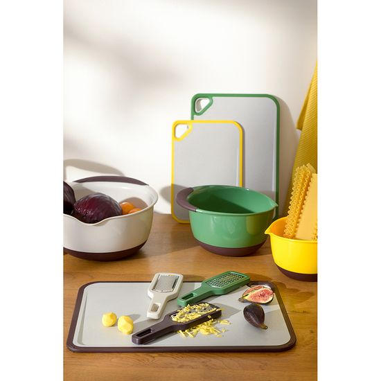 Доска разделочная из пшеничного волокна homi, 44х30 см, светло-серая с темно-сливовым кантом