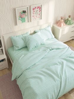 Простынь на резинке Сказка "Зеленая клеточка" 120х200 см, перкаль