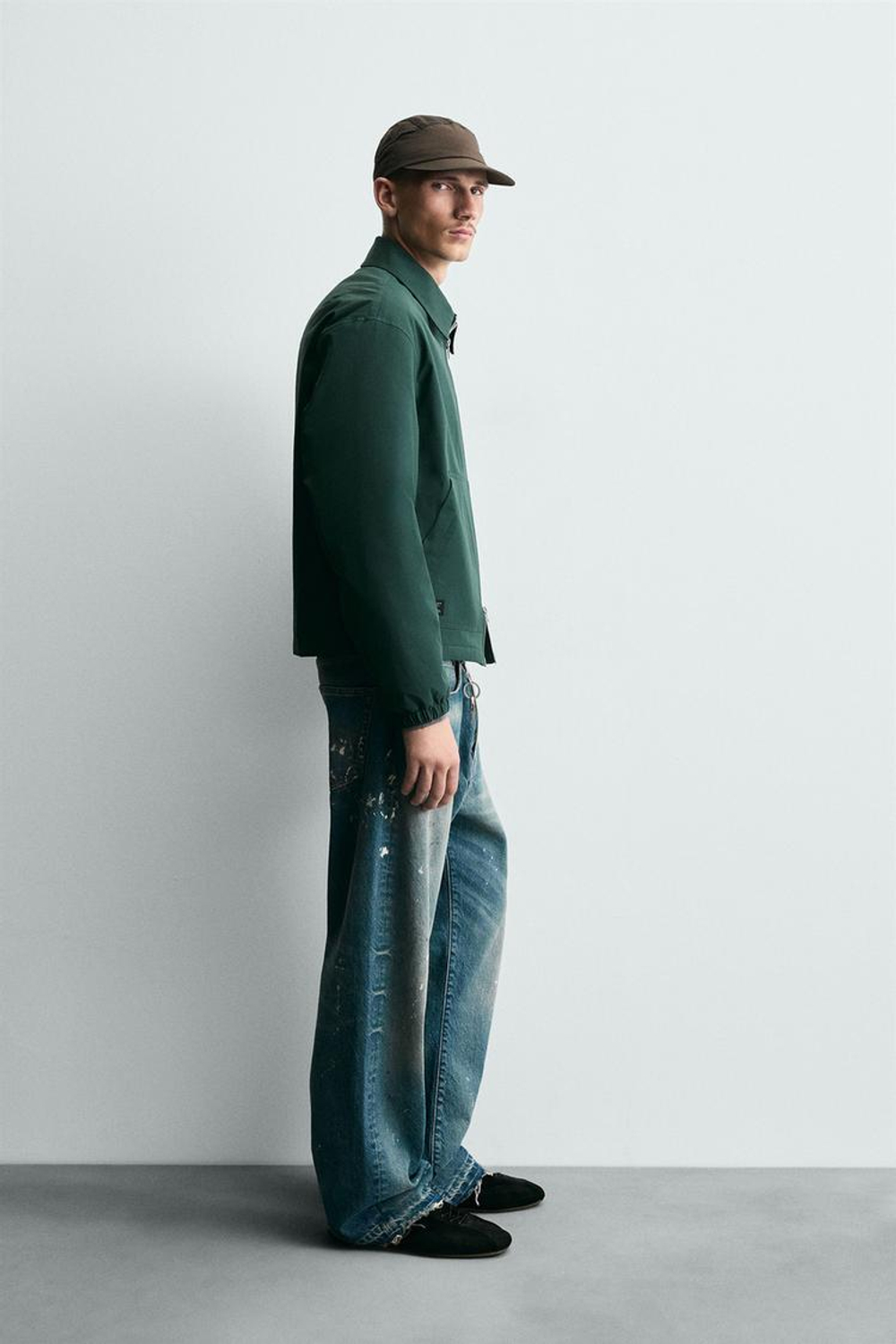 ZARA ТЕХНИЧЕСКАЯ КУРТКА НА МОЛНИИ, ЗЕЛЕНЫЙ