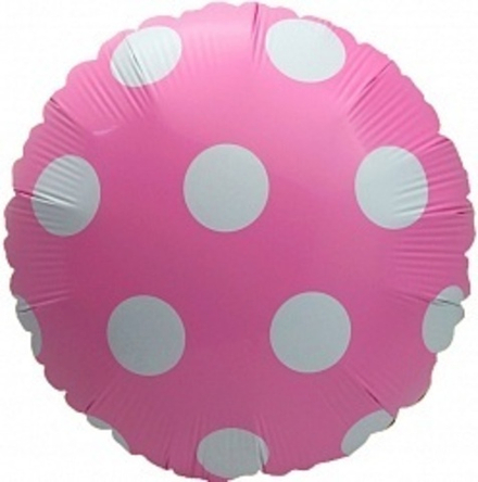 К 18" Круг Белые точки Розовый