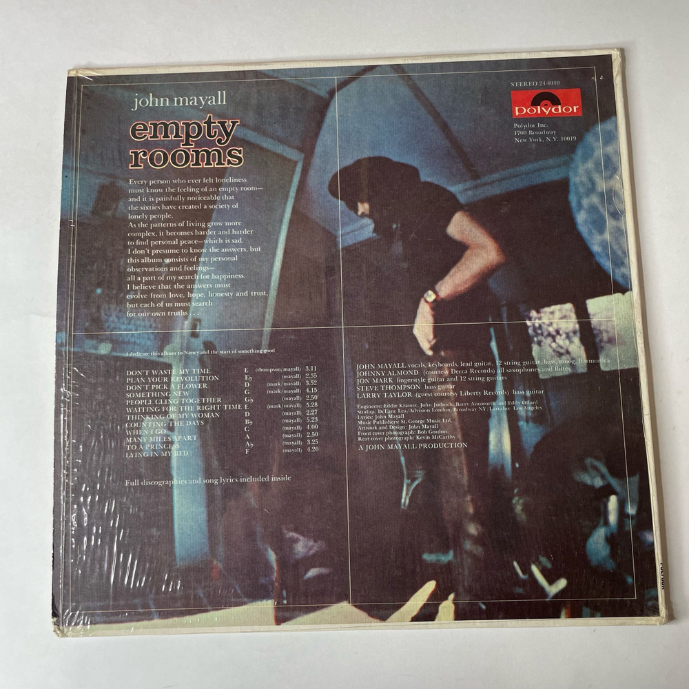 Винтажная виниловая пластинка LP John Mayall Empty Rooms (США 1970)