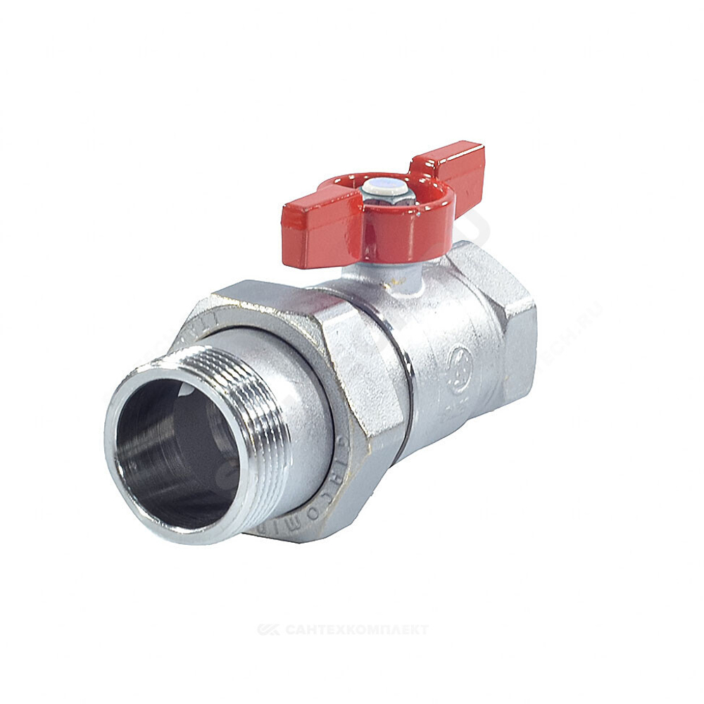 Кран шаровой латунь хром R259D Ду 20 Ру42 ВР/"американка" бабочка красная Giacomini R259X005