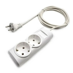 Удлинитель сетевой, ГОСТ, ПВС 2*0,75, 2 гнезда, 3м, сертифицированный, белый