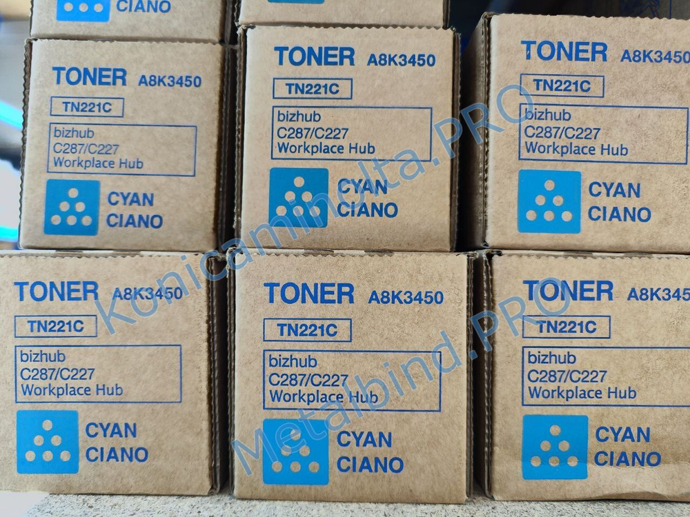 Тонер TN-221C Konica Minolta оригинальный синий A8K3450