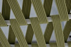 "Диего" кресло плетеное из роупа, каркас алюминий светло-серый (RAL7035) муар, роуп салатовый меланж круглый, ткань светло-серая