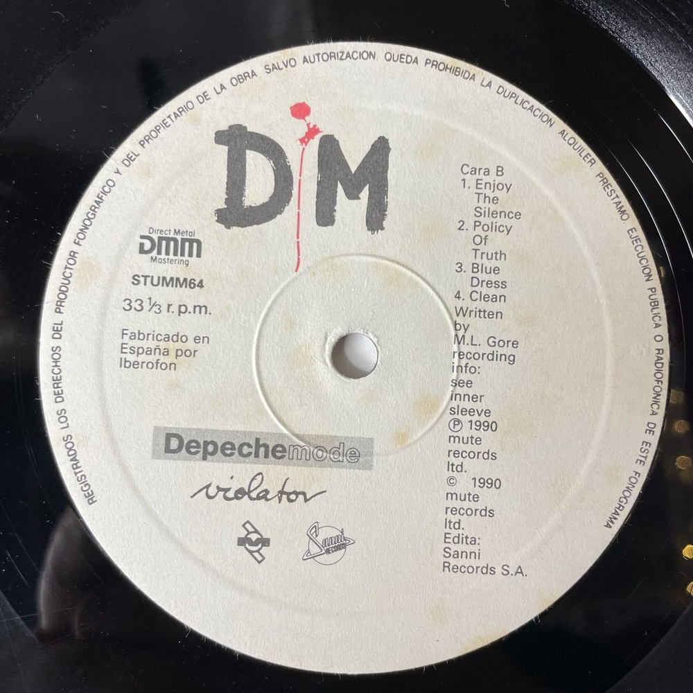 Винтажная виниловая пластинка LP Depeche Mode Violator (Spain 1990) Состояние VG