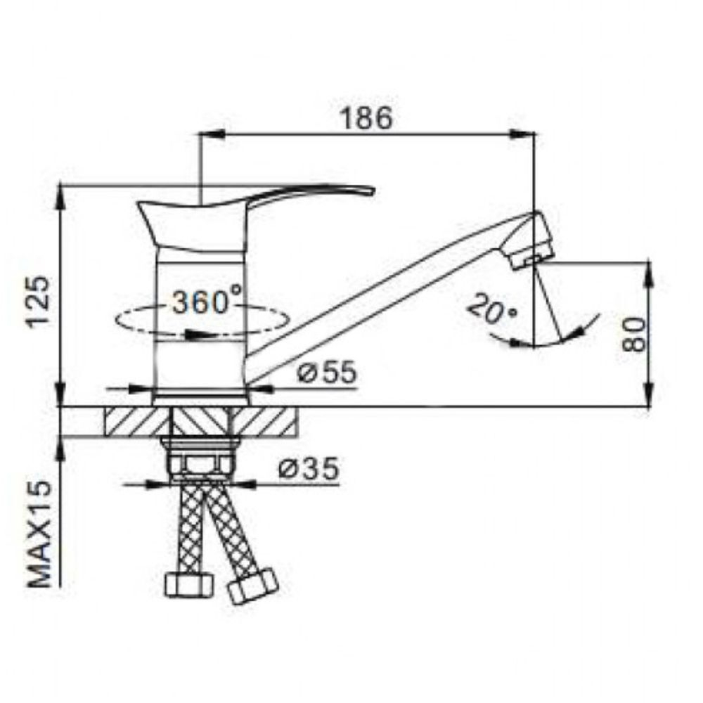 Смеситель для раковины, Frap, корот изл, с картриджем, хром, F4501-2