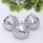 Новогодние шары «GLAME - Блеск» 8 см (набор 3 шт), Серебро