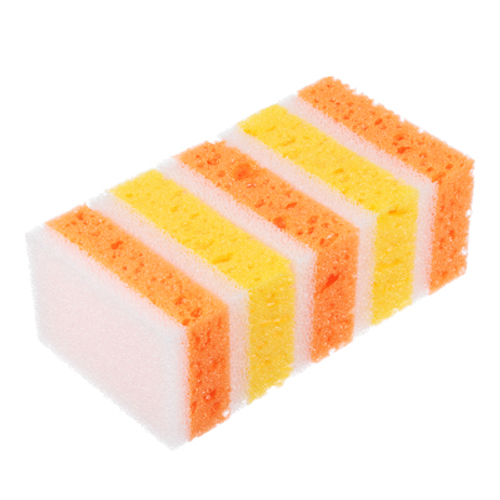 Набор губок для мытья посуды РЫЖИЙ крупнопористый поролон 5шт 9,5*6,5*5см