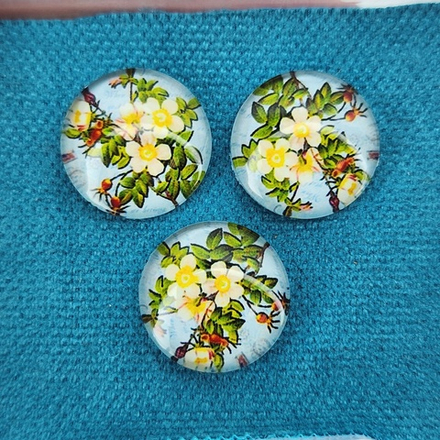 Принт, 16мм, круглый, стеклянный кабошон