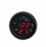 Авто термометр + вольтметр +З/У VST-706 (3-в-1) Red