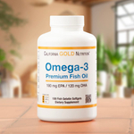 California Gold Nutrition, премиальный рыбий жир с омега-3, 100 капсул из рыбьего желатина (1100 мг в 1 капсуле)