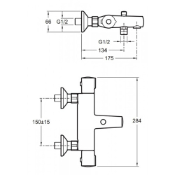 Смеситель для ванны термостатический Jacob Delafon July E45714-CP схема