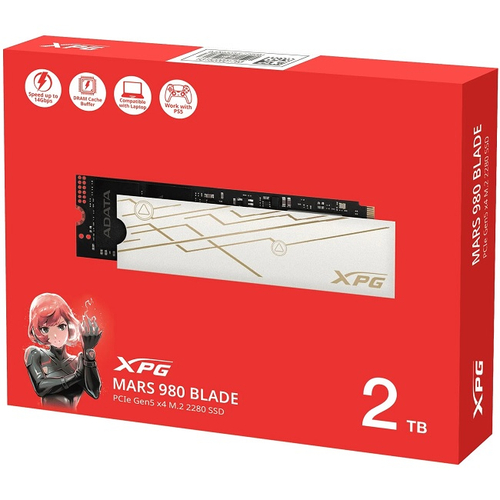Жесткий диск SSD M.2 2Tb XPG MARS 980 BLADE, 14000/13000MBs, 1650000 IOPS, 3D NAND, PCI-E 5.0 x4 (SMAR-980B-2TCS)