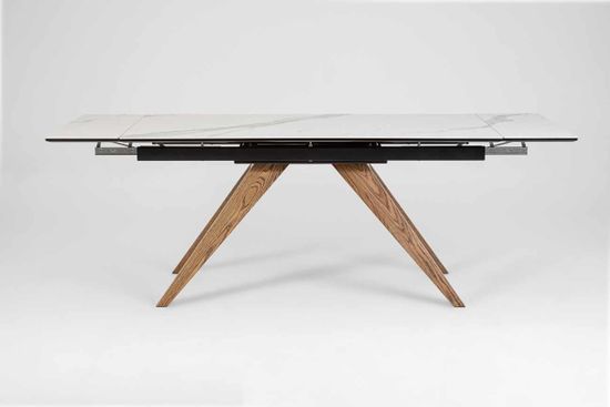 Стол Орландо (дуб/нога светлый дуб с черной патиной/столешница стекло Карелия)