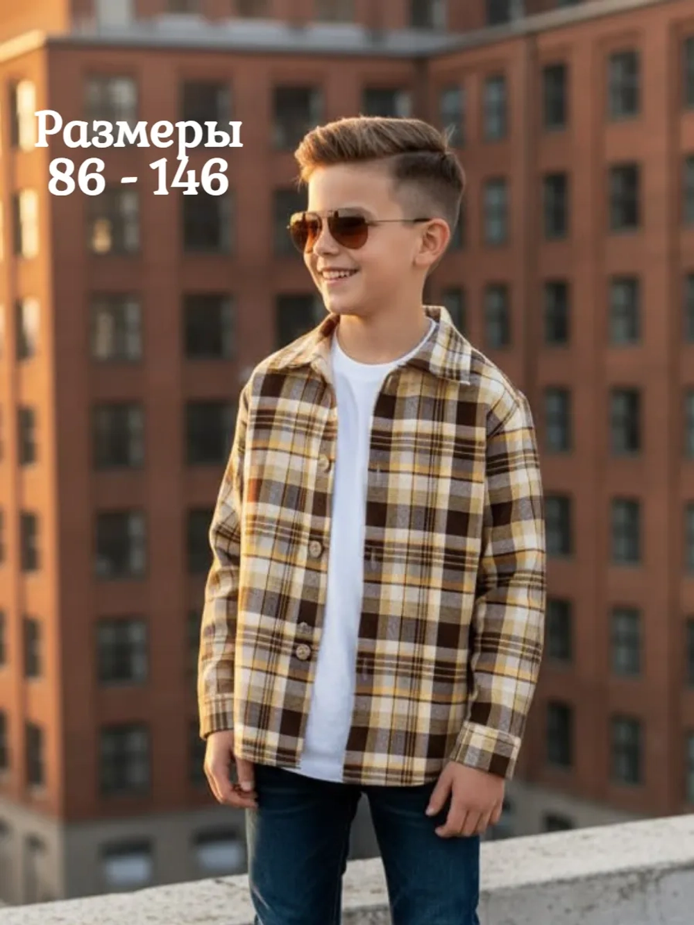 Рубашка в клетку с начесом