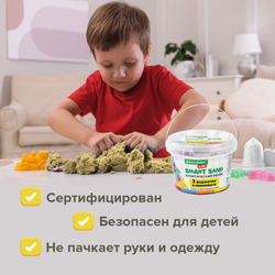 Песок для лепки кинетический BRAUBERG KIDS, песочный, 500 г, 2 формочки, ведерко, 665094