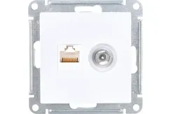 Розетка TV+RJ45 Systeme Electric ATLASDESIGN белая 35973