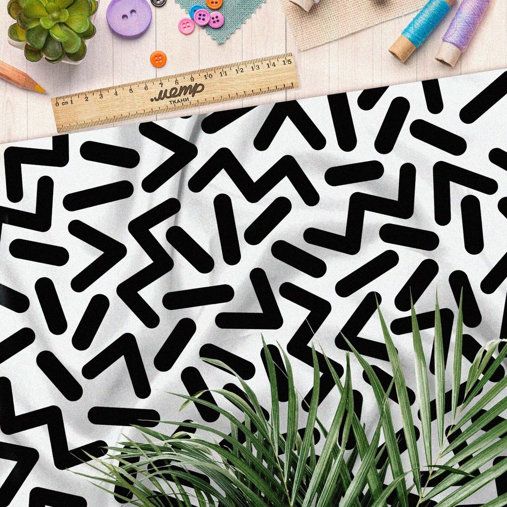 Ткань габардин крупные черные детальки