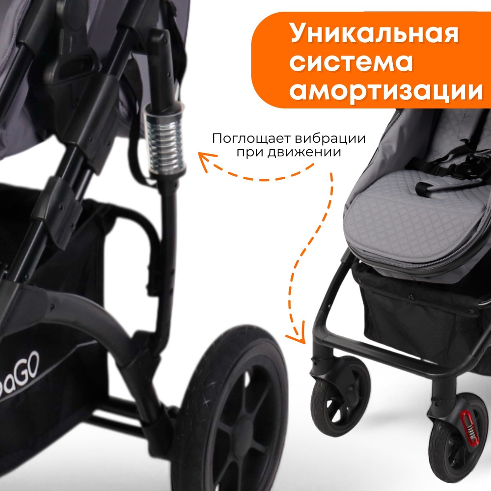 Коляска трансформер Bubago Zoom 3шт серый