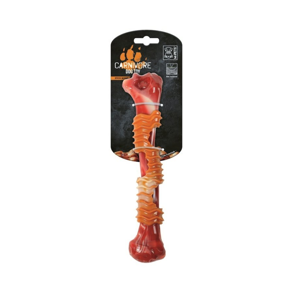 M-PETS Игрушка для собак CARNIVORE кость, вкус бекона, цвет красный, 25.4*5.5*4.8 см