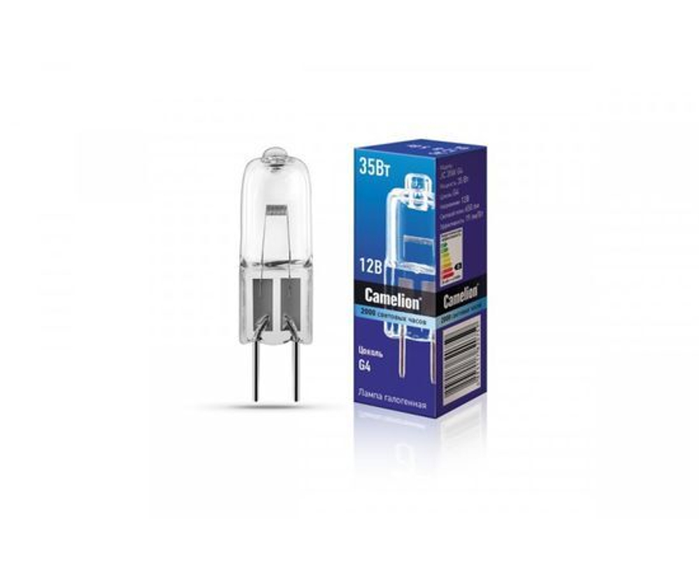 Лампы галогенные 2 шт. прозрачные 35Вт 12В G4 h31xФ9мм. - Camelion JC 12V 35W G4