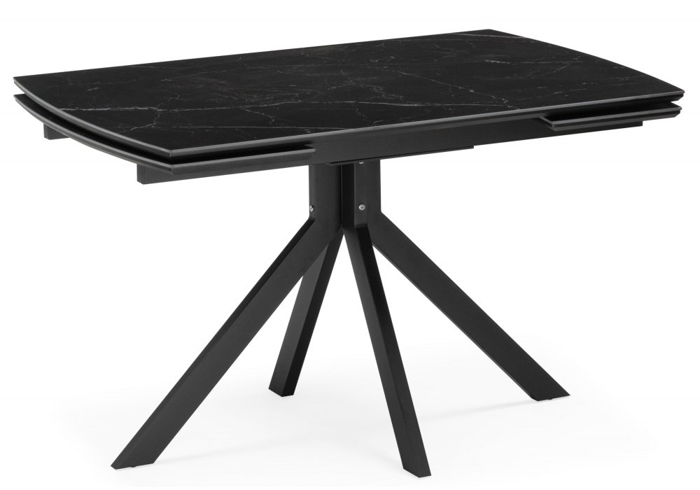 Керамический стол Woodville Катчел 120(180)x80 черный мрамор, черный, ножки черные