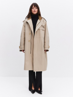 Тренч с вельветовым воротником