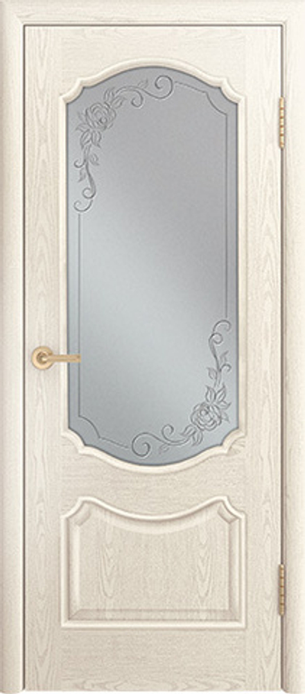 Межкомнатная дверь ЛайнДор Богема ДО 3D Роза 27 Ясень жемчуг