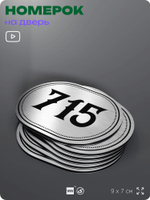 Номерок на дверь квартиры 715, для кабинета, офиса, шильдик 9 х 7 см, серебристый, Айдентика Технолоджи