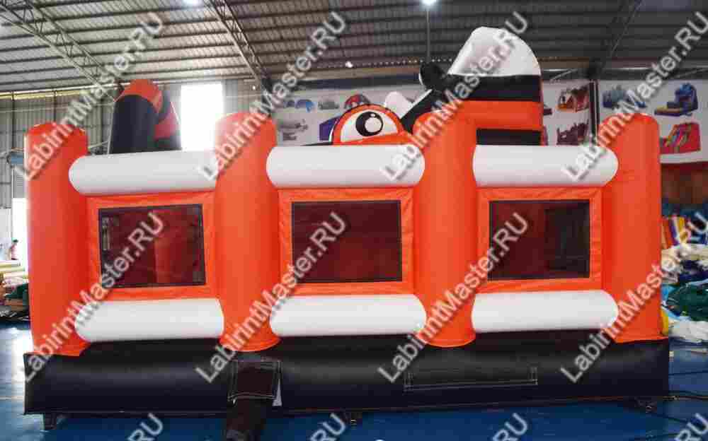 Коммерческий батут "Белый клык" с механизированной головой, 6*5*4 м черно-оранжевый