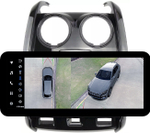 Магнитола для Renault Duster 1 2015-2020, Lada Largus 2021+ (мультируль/джойстик, рамка большая глянец) - Teyes LUX ONE 360 монитор 12.3" 2K QLED на Android 10, 6+128Гб, CarPlay, 4G SIM-слот, 4 камеры в комплекте