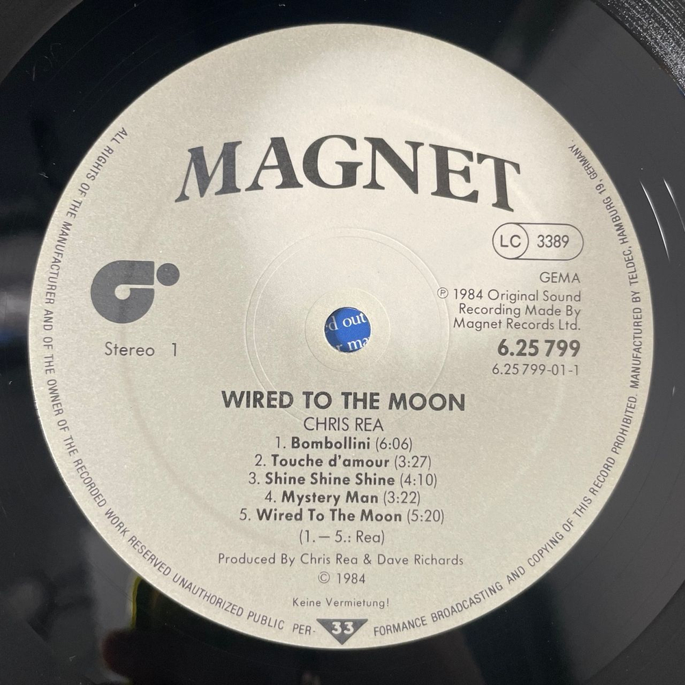 Винтажная виниловая пластинка LP Chris Rea Wired To The Moon (Германия 1984)