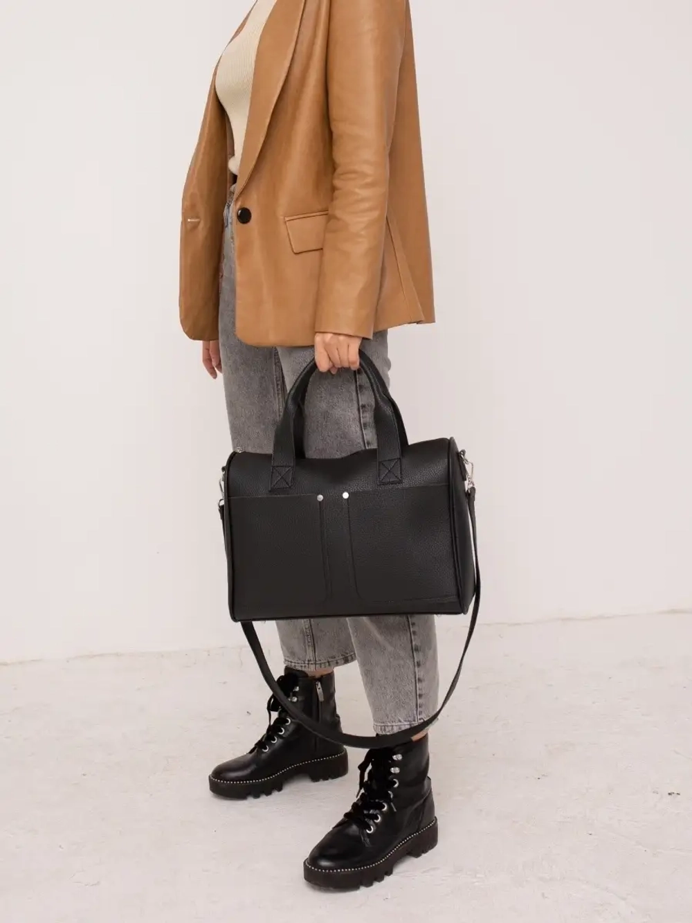 Сумка большая через плечо шоппер деловая